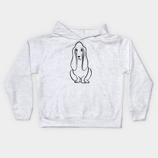 Serious Basset Hound Kids Hoodie by illucalliart